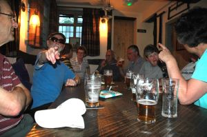 Walkers enjoying a drink